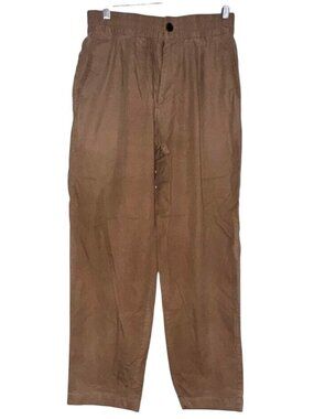 H&M Men's Regular Fit Brown Cotton Pants Size 32R Elastic Waist Relaxed Fit Casu